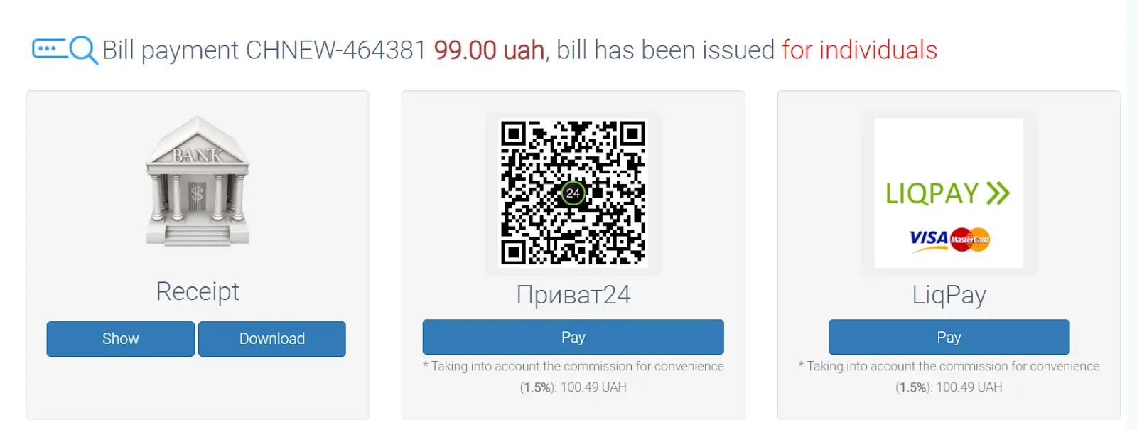 QR code for convenient payment