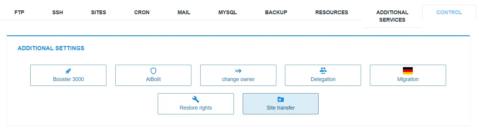 Transferring sites between Cityhost accounts