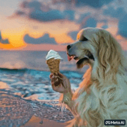 Нейросеть создает видео - собака ест мороженое