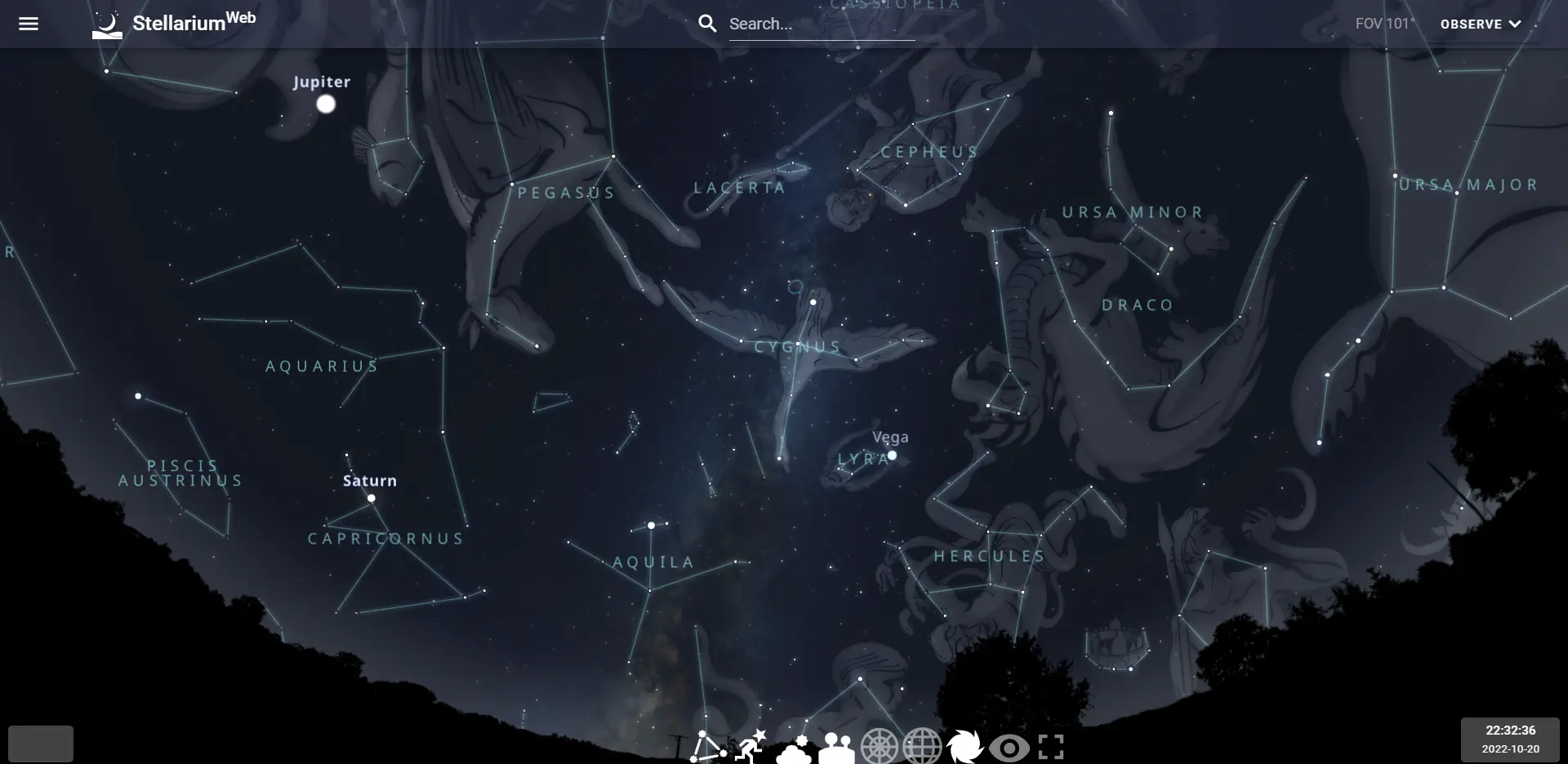 Constellations in Stellarium web