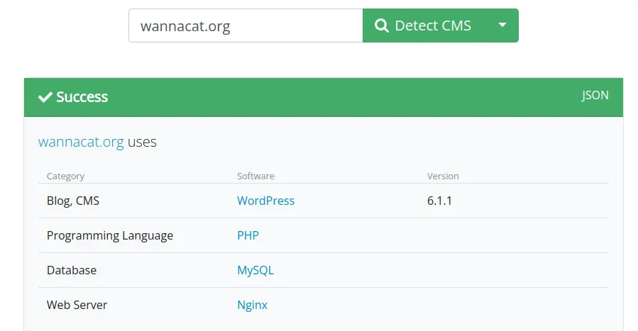 определить cms сайта с помощью WhatCMS