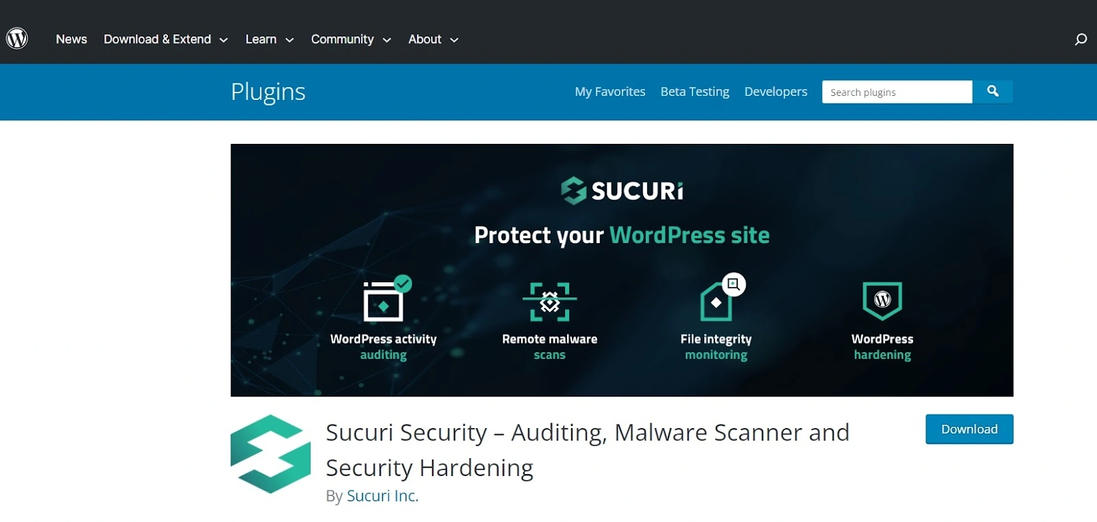 wordpress site security - Sucuri plugin