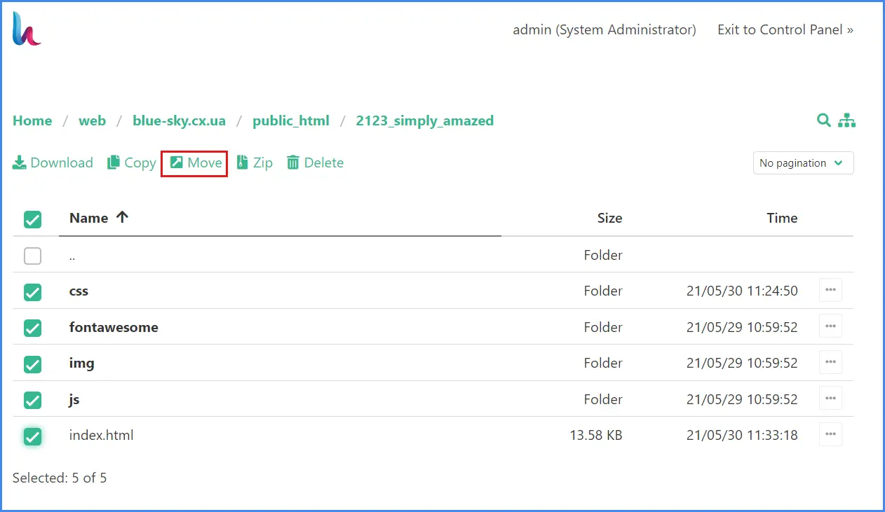 vds hosting for the site - file transfer