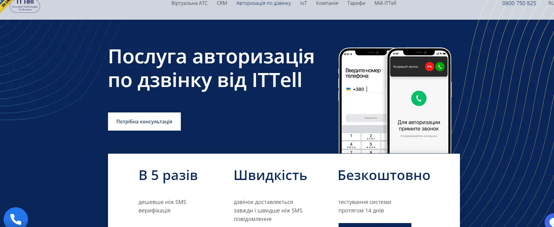 Авторизація дзвінком в ITTel