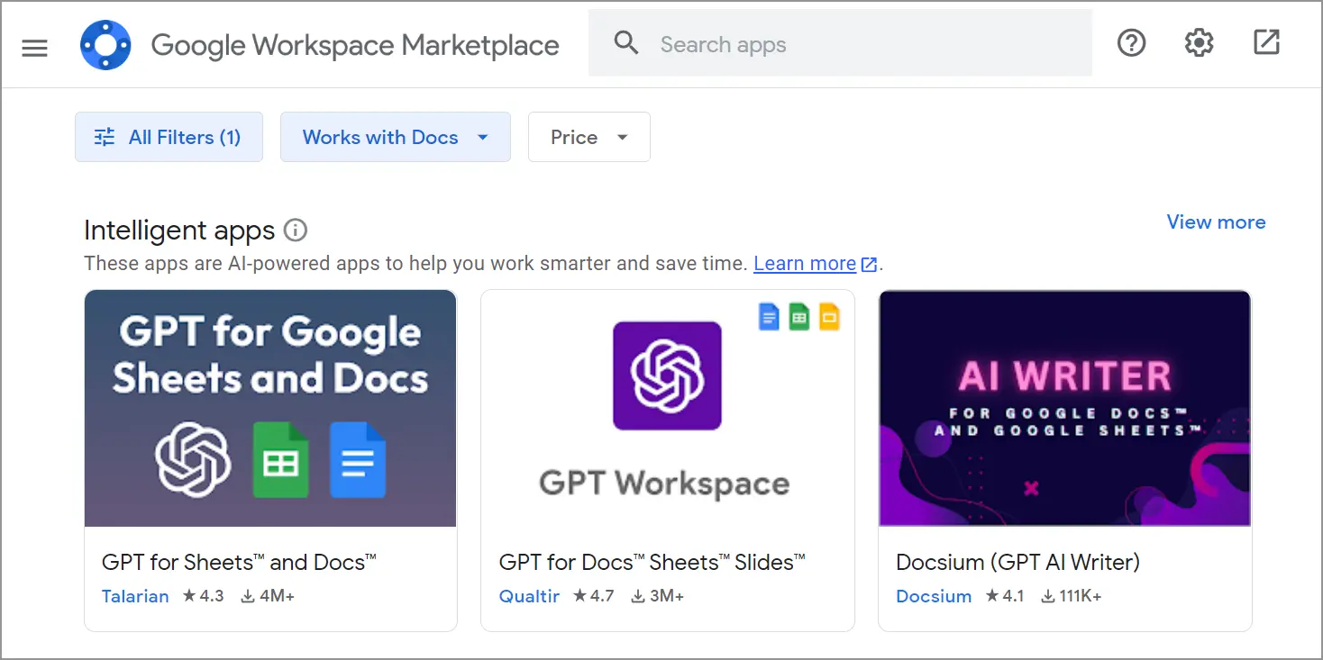 Google Workspace Marketplace Widgets