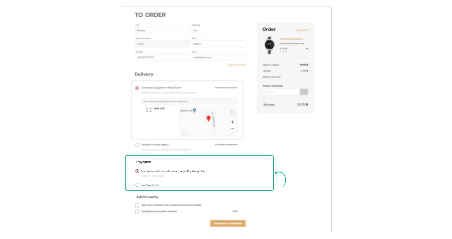 Payment methods in the online store