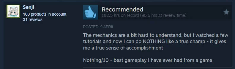 Review of the computer game Nothing on Steam