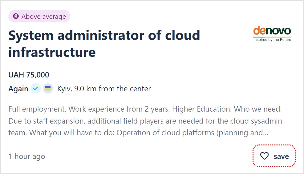 Example of a vacancy for the position of system administrator in Ukraine