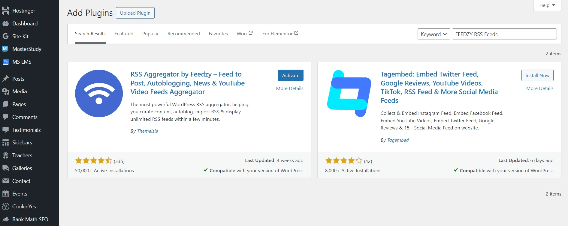 Плагин FEEDZY RSS Feeds для создания агрегатора новостей