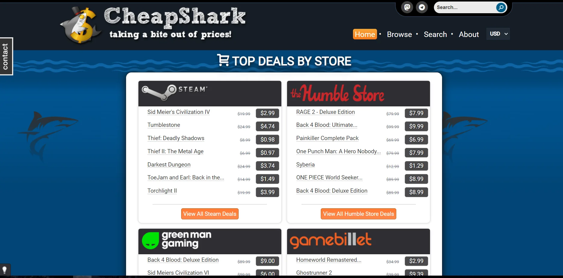 CheapShark is one of the most popular price aggregator site