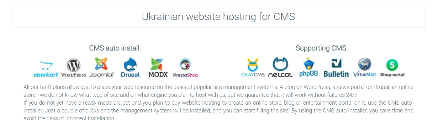 CMS installer from hosting provider Cityhost