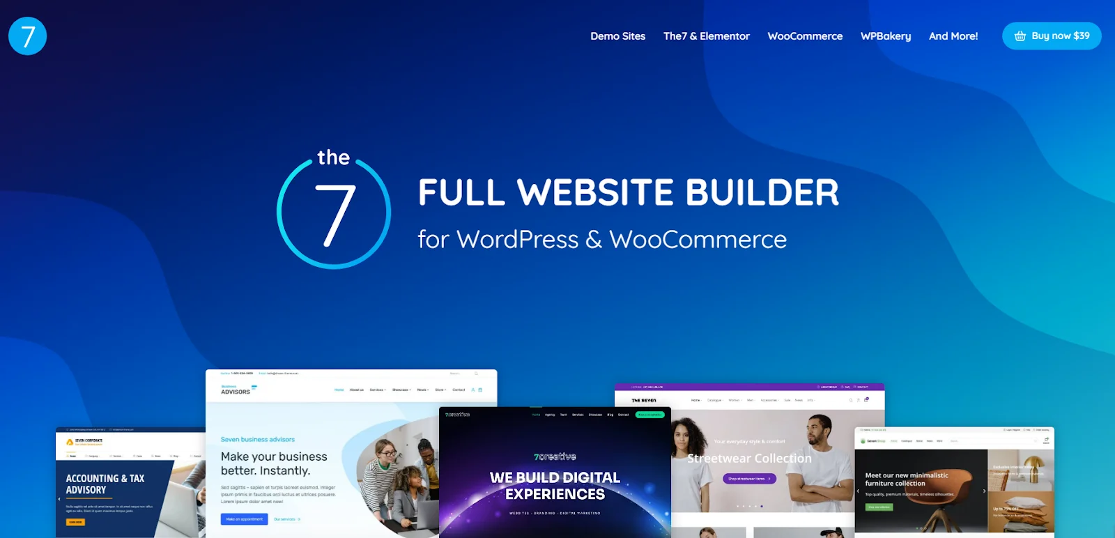 The7 is a popular WordPress theme with many layouts and plugins