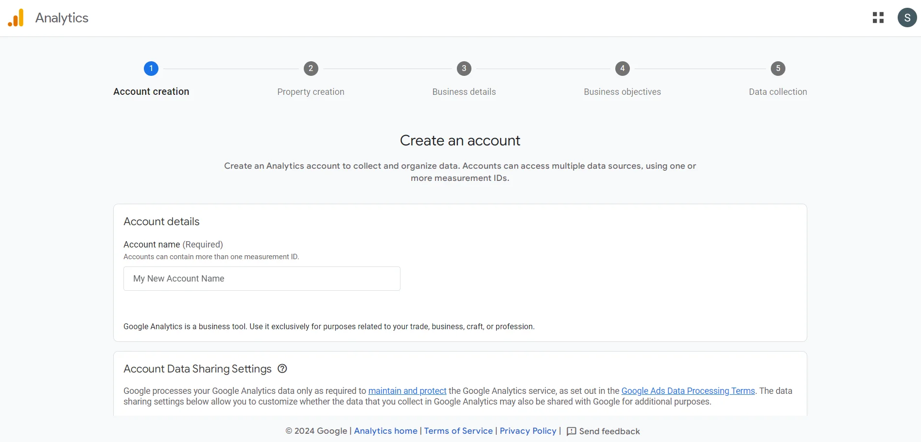 How to create an account in Google Analytics 4