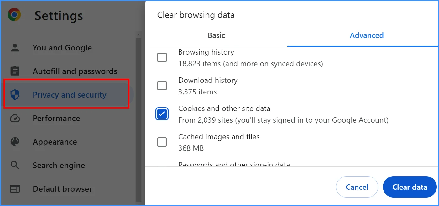 How to delete cookies from Chrome