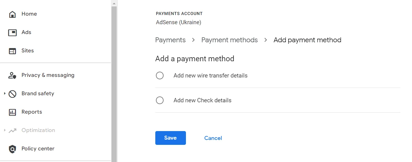 What are the ways to withdraw funds from Google Adsense