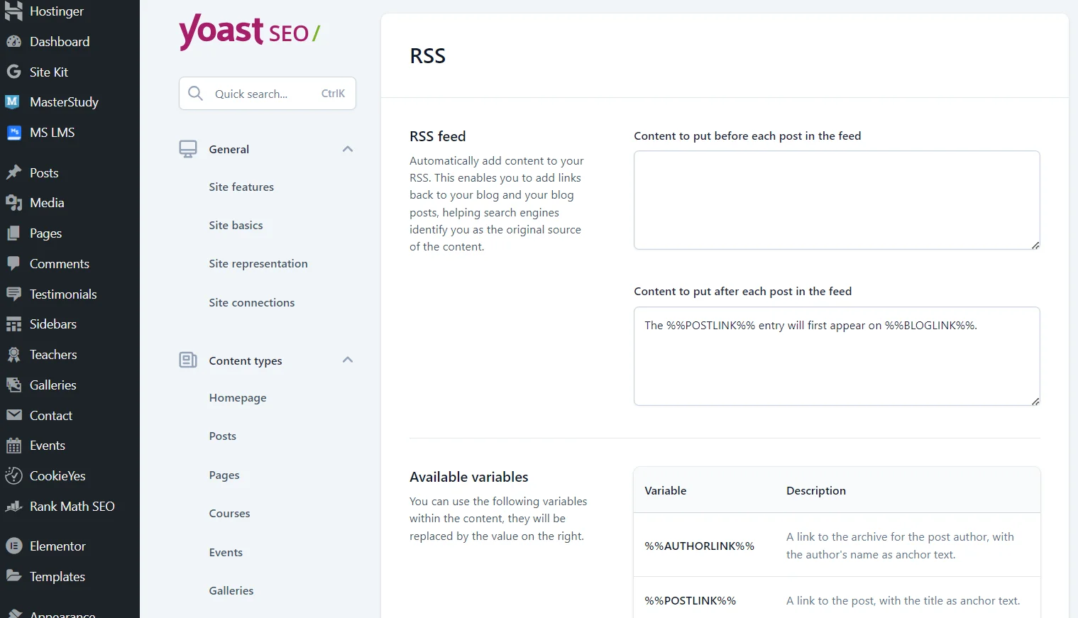 Як налаштувати RSS стрічку з плагіном Yoast SEO