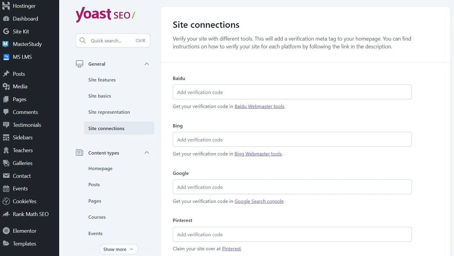 How to connect a site with search engines and social networks in Yoast SEO