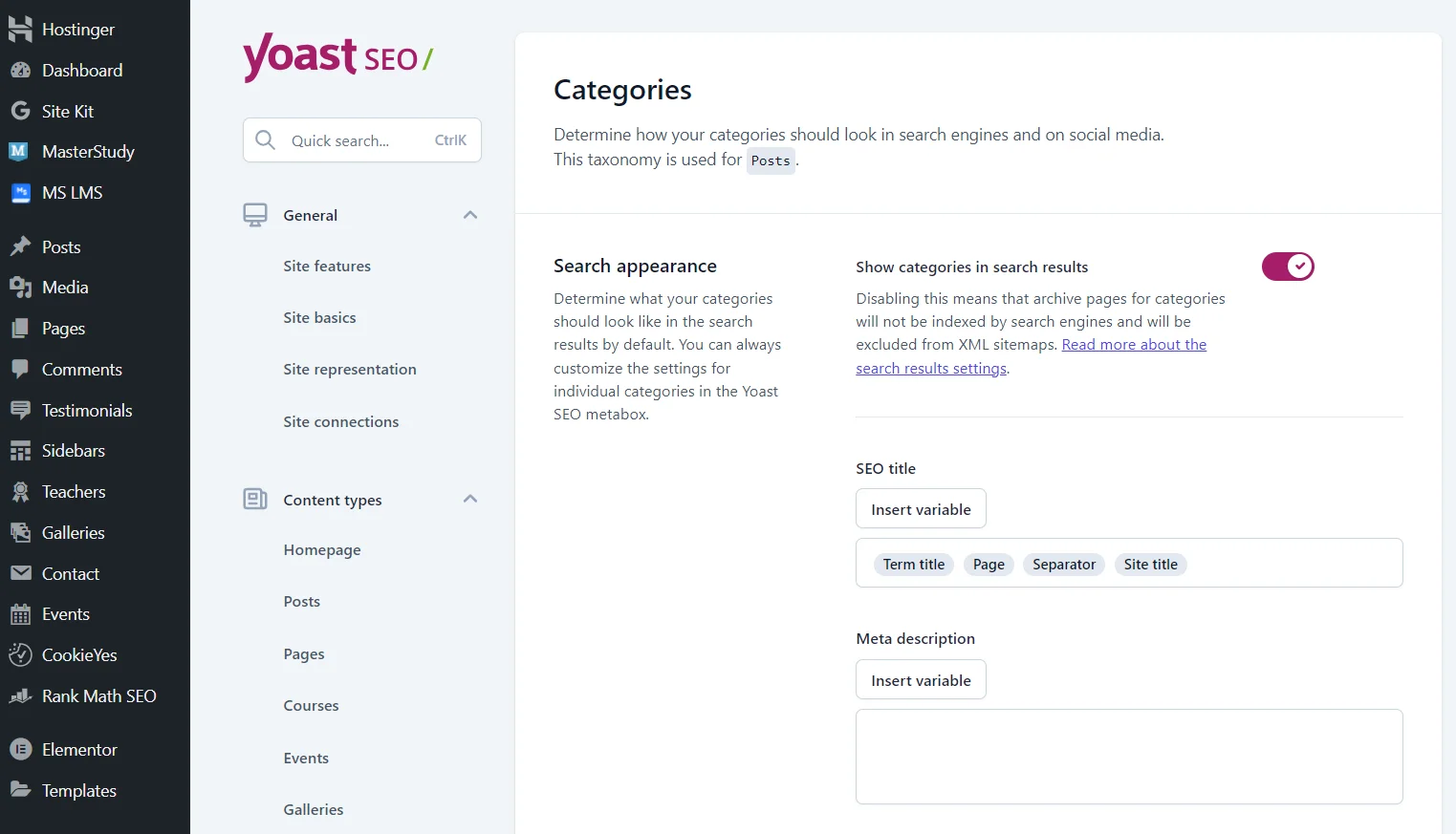 How to set SEO for default categories with Yoast plugin