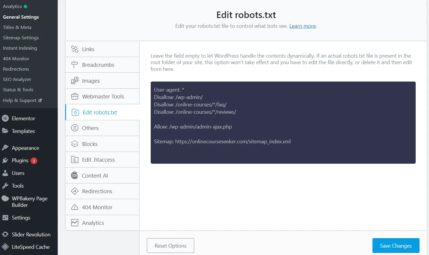 Як відредагувати файл robots.txt з плагіном Rank Math SEO