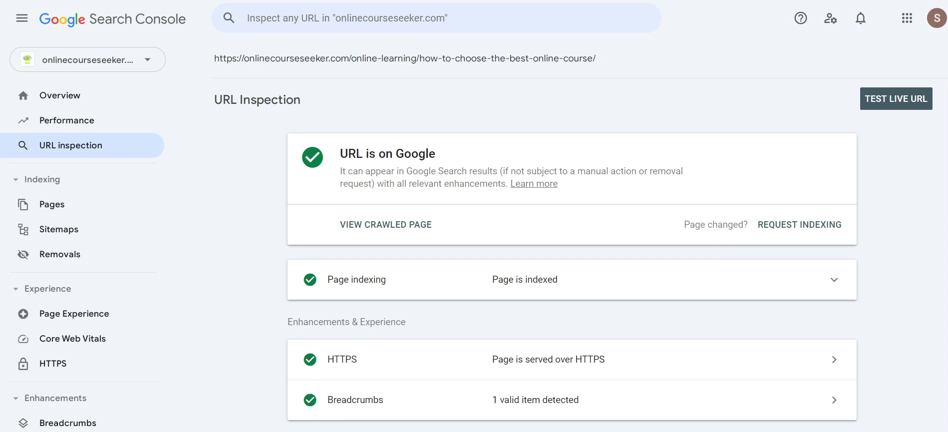 How to find out if the search robot has already checked the site page