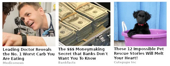 An example of clickbait in advertising on websites