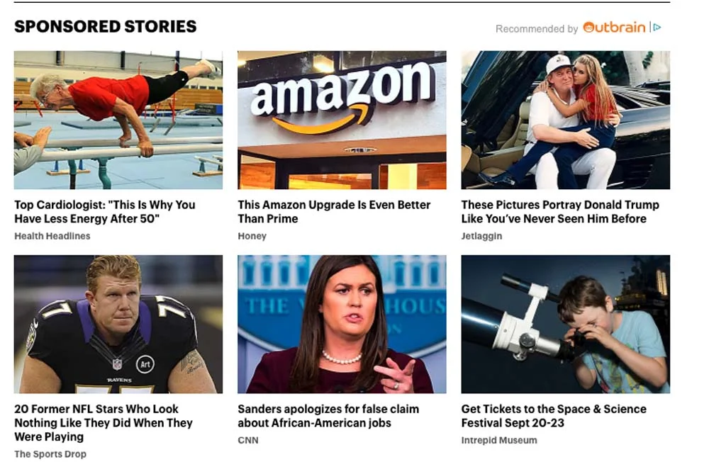 Examples of classic clickbait on news sites