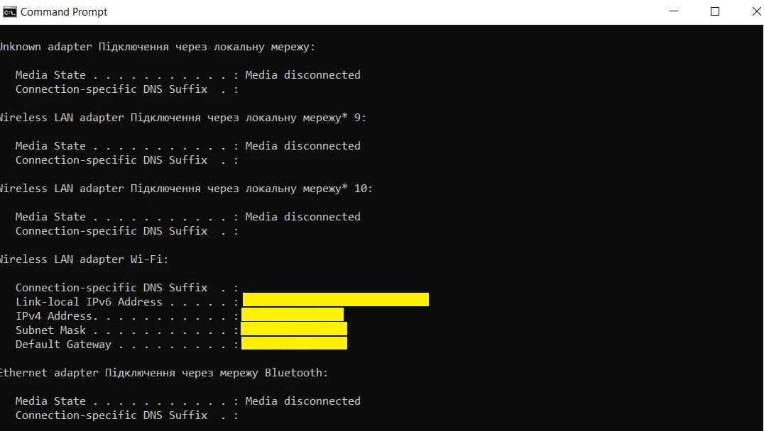 How to find your IP address through the Windows command line: step 3