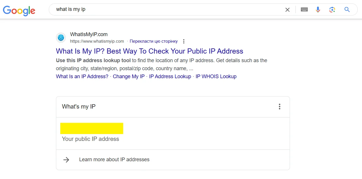 How to find your IP address through Google