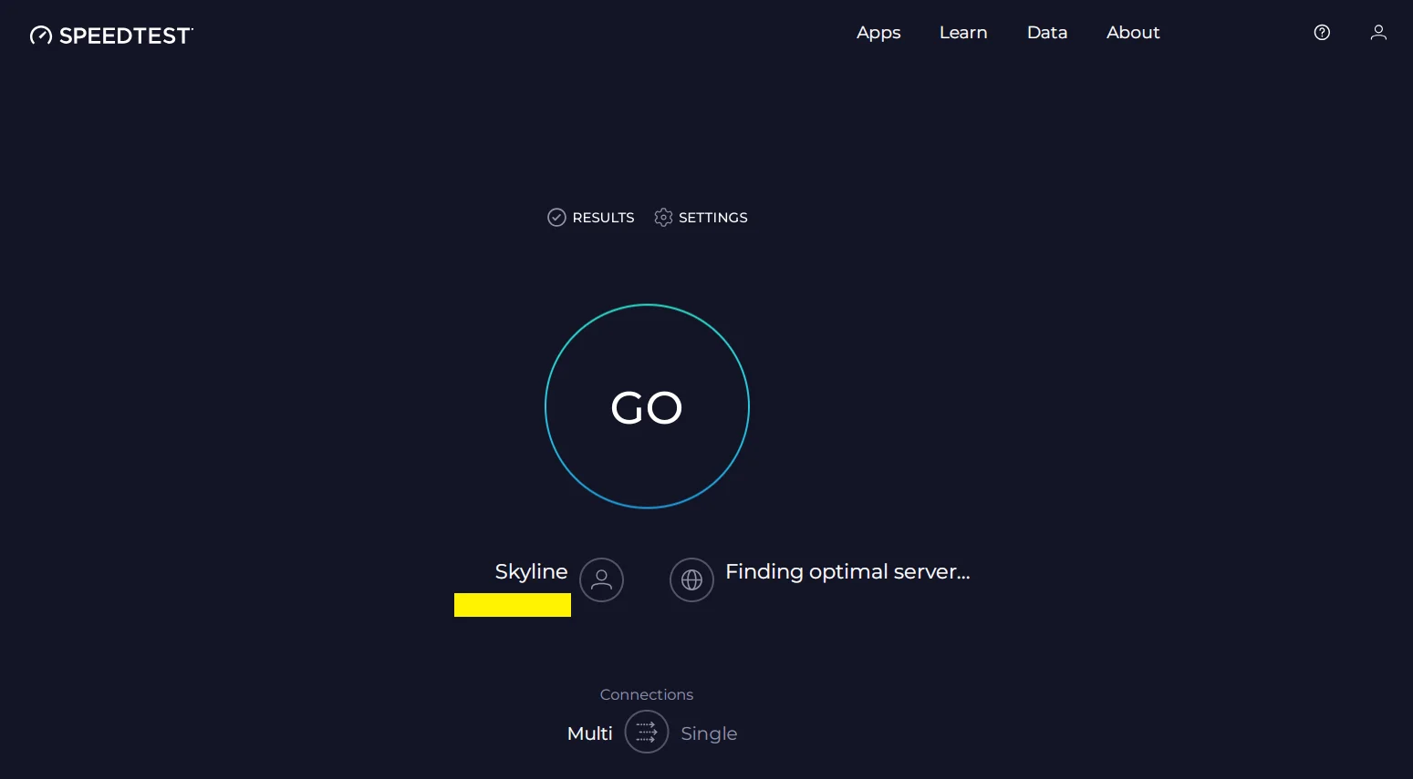 Service for checking Internet speed and IP address SpeedTest