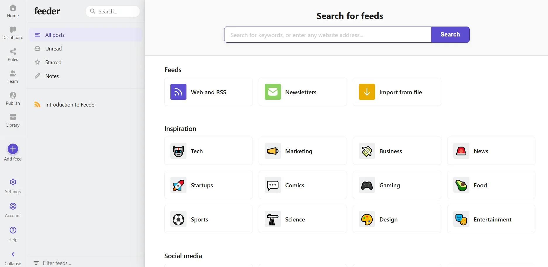 How to find sources of information on the RSS Feed Reader service