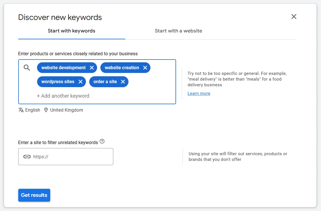 How to find new keywords in Google Keyword Planner