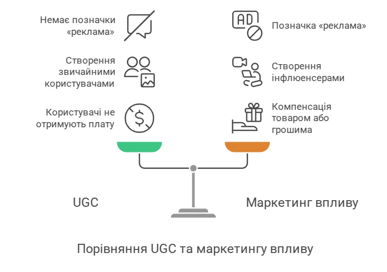 Ключові відмінності між UGC та Influencer Marketing