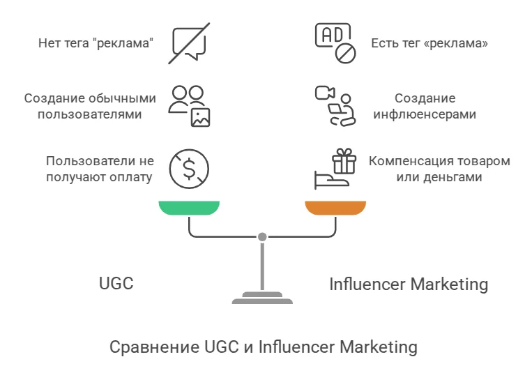 Ключевые отличия между UGC и Influencer Marketing