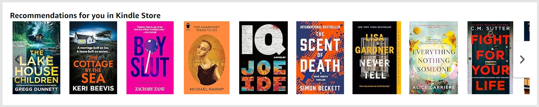 An example of dynamic recommendations in the Amazon online store