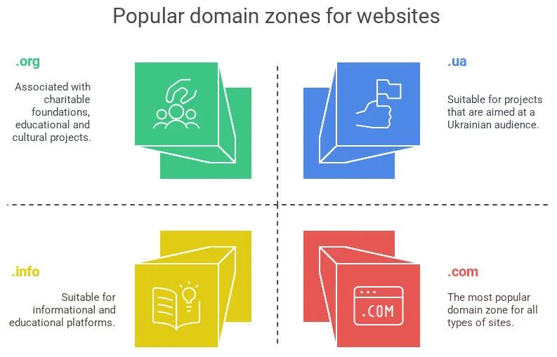 In which domain zones are websites most often created