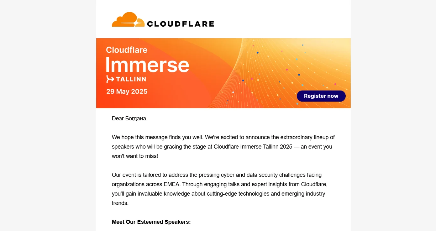 Example of a mobile-friendly email