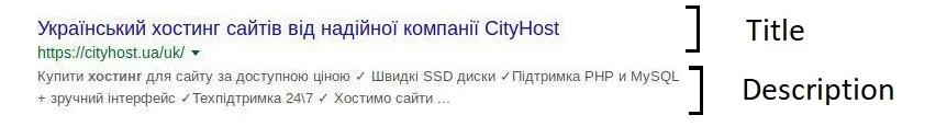 Example of displaying meta tags in search results