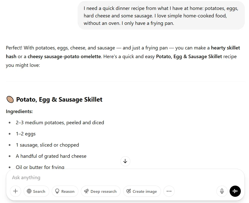 Example of a ChatGPT request with a prompt