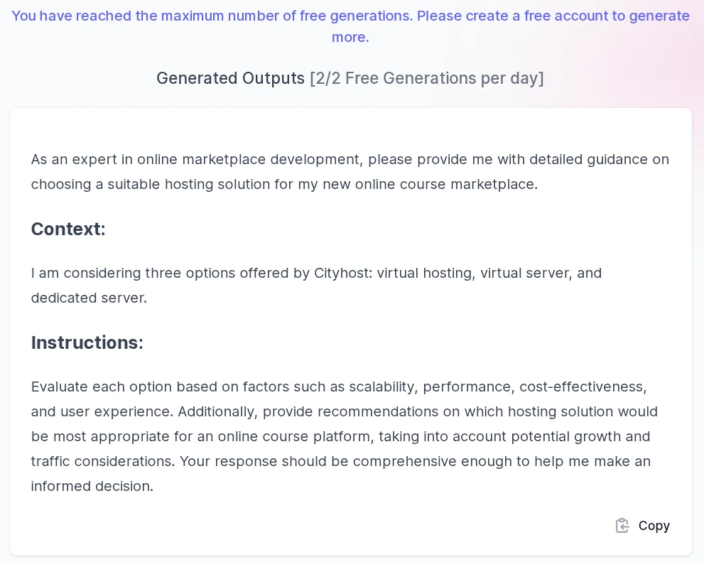 Example of an AI prompt created on Easy-Peasy.AI