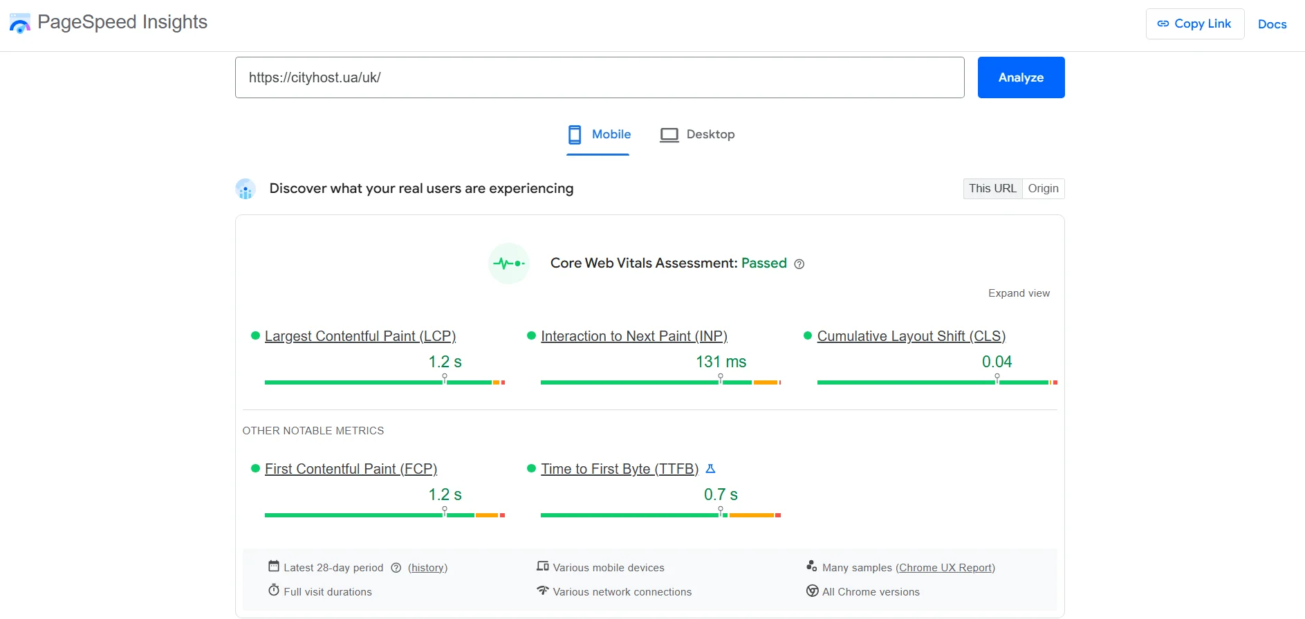 Найкращий інструмент для перевірки швидкості сайту PageSpeed Insights