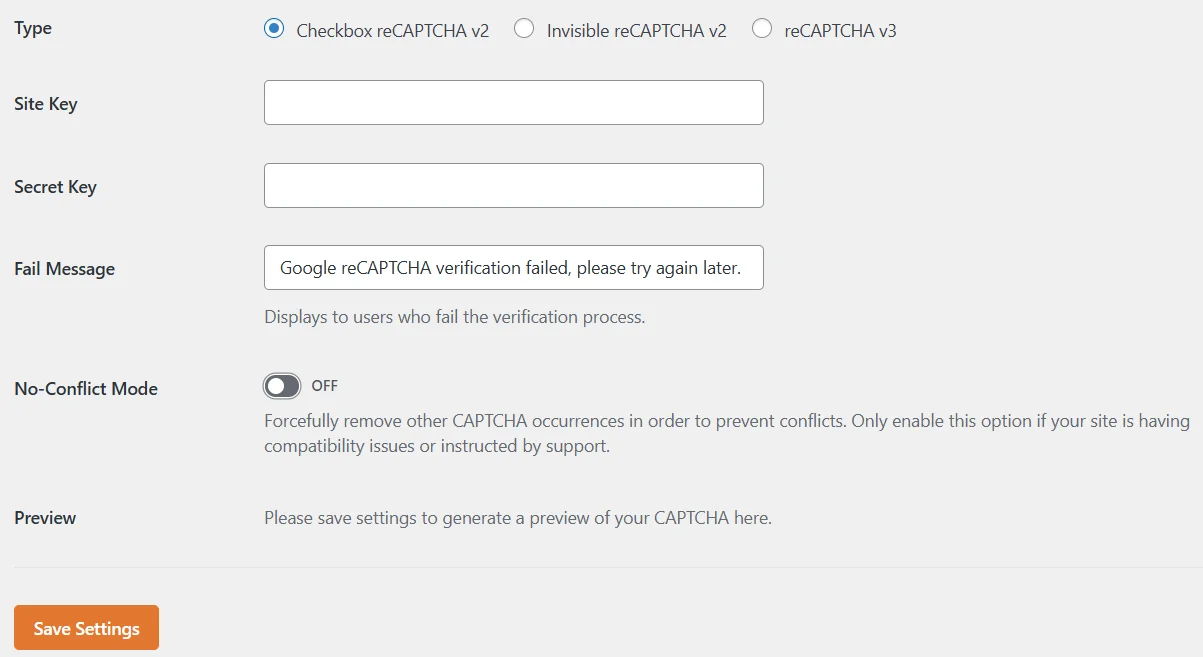 Установка CAPTCHA на сайт через WordPress плагин WPForms