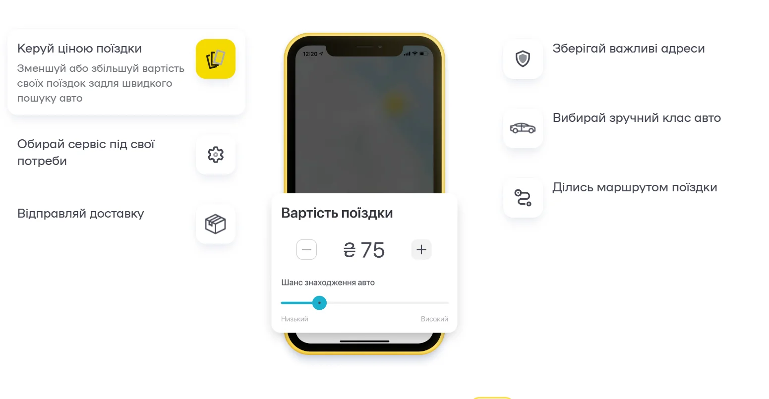 Стримана айдентика національного сервісу поїздок Uklon