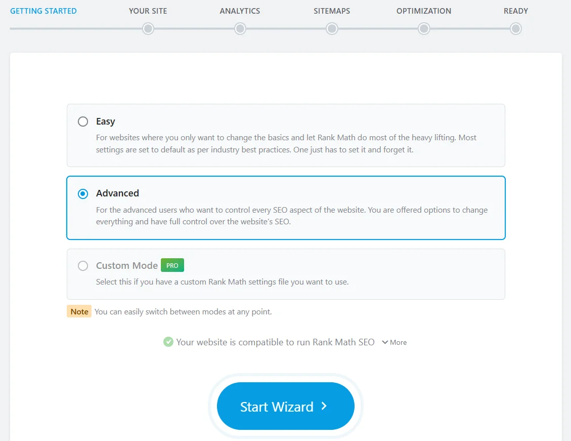 Настройка Rank Math SEO с помощью Setup Wizard