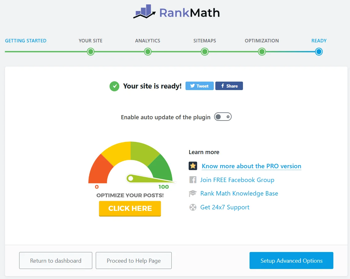 Завершение Setup Wizard с расширением Rank Math