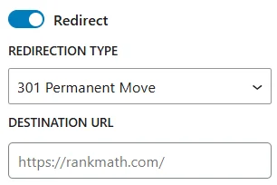 Добавление редиректа при редактировании страницы с Rank Math