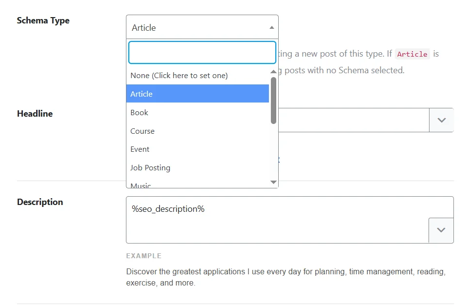 General site markup settings with Rank Math SEO