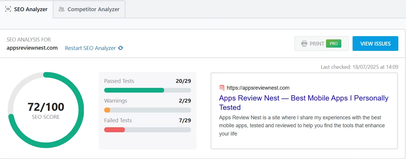 Comprehensive site optimization check with Rank Math