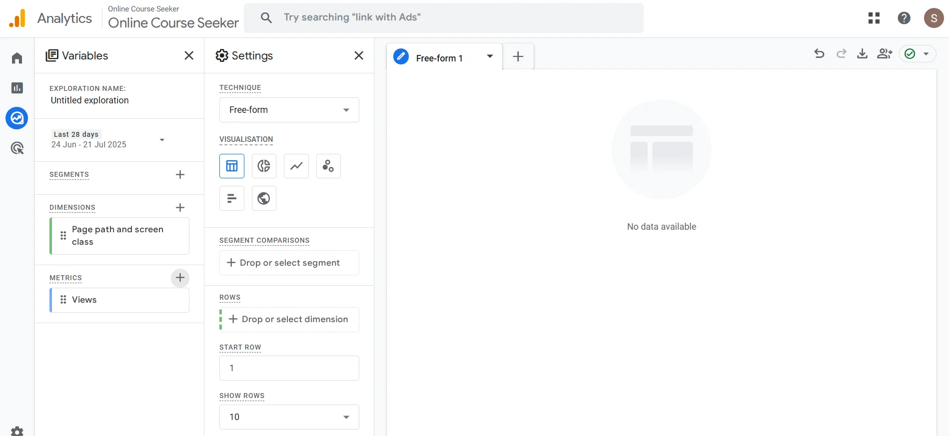 Create your own report on pages without traffic in Google Analytics 4