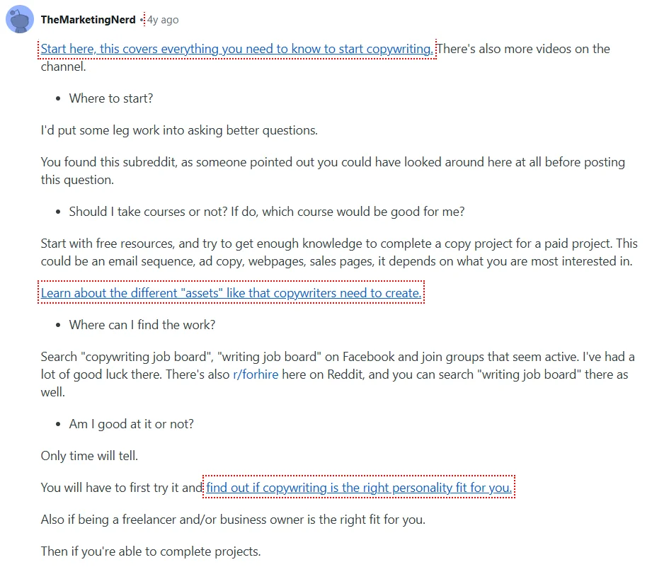 Example of using Reddit to earn on affiliate offers