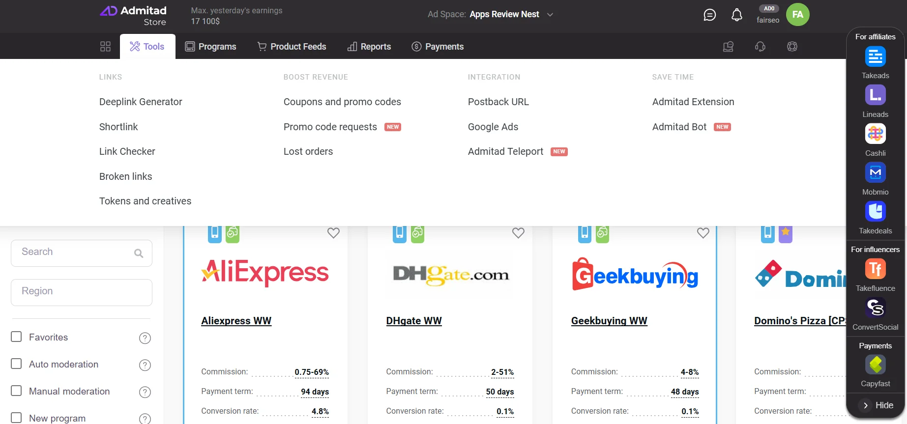 One of the most famous and reliable CPA networks Admitad